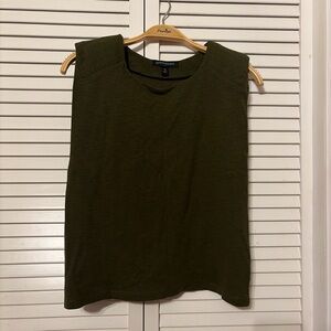 Banana Republic Olive Green Sleeveless Crewneck Top With Shoulder Pads